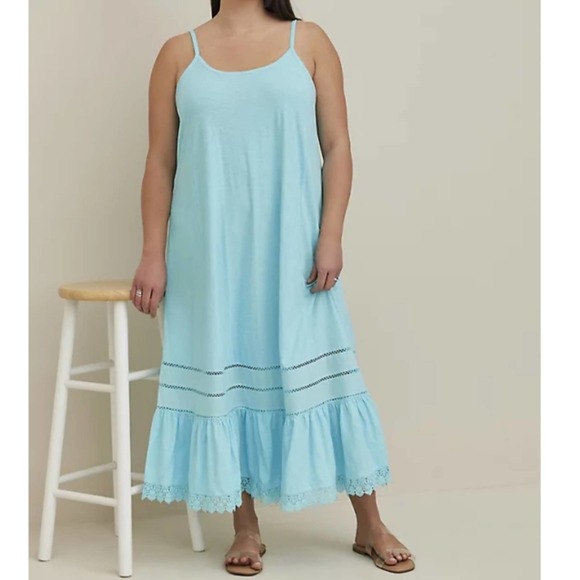 torrid Other - TORRID 1X MAXI COTTON CROCHET TRIM COVER-UP DRESS